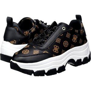 GUESS Women’s Bria Chunky Logo Sneaker Size 8 Black 4G Monogram Platform
